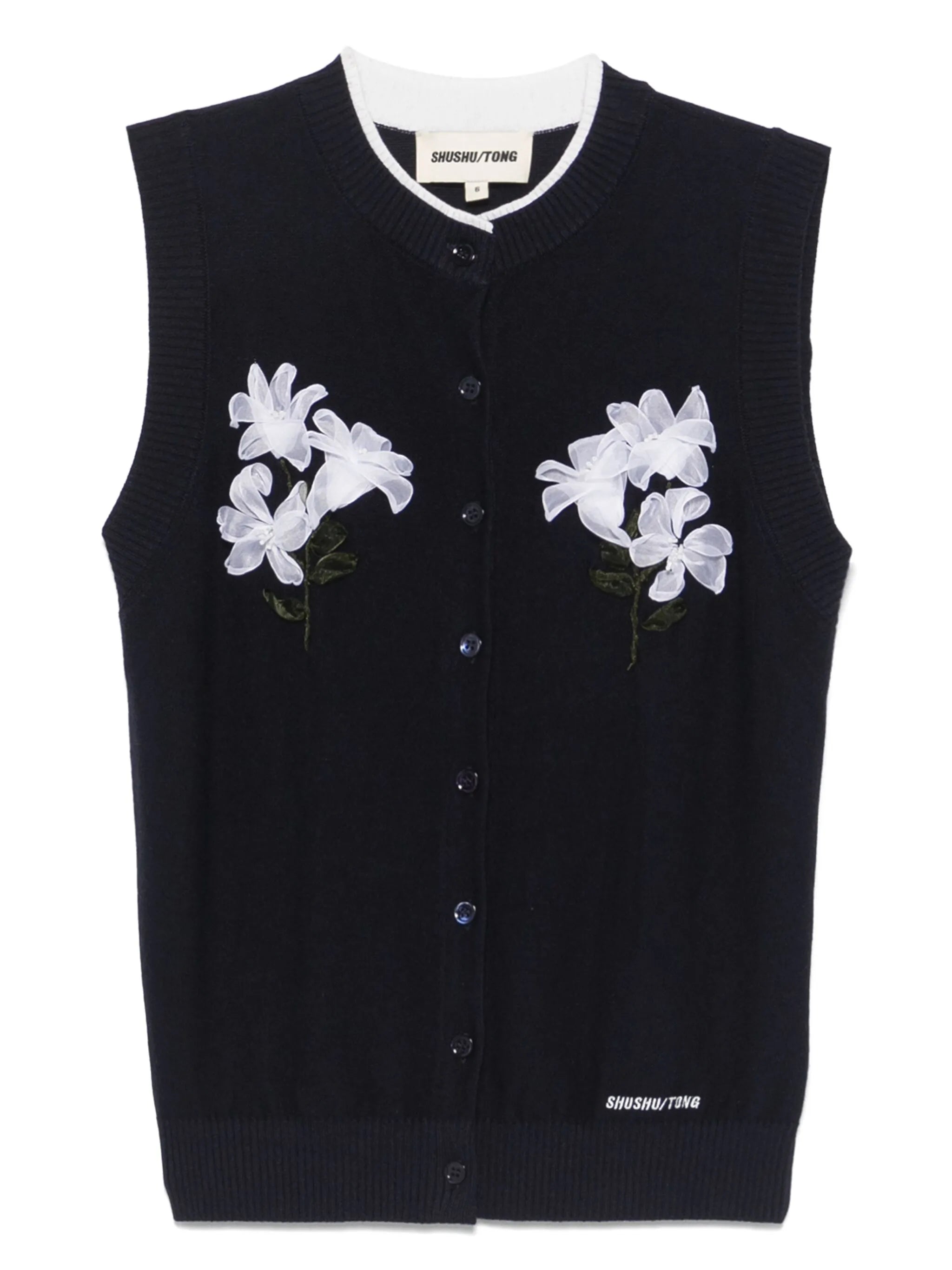 floral-appliqué vest