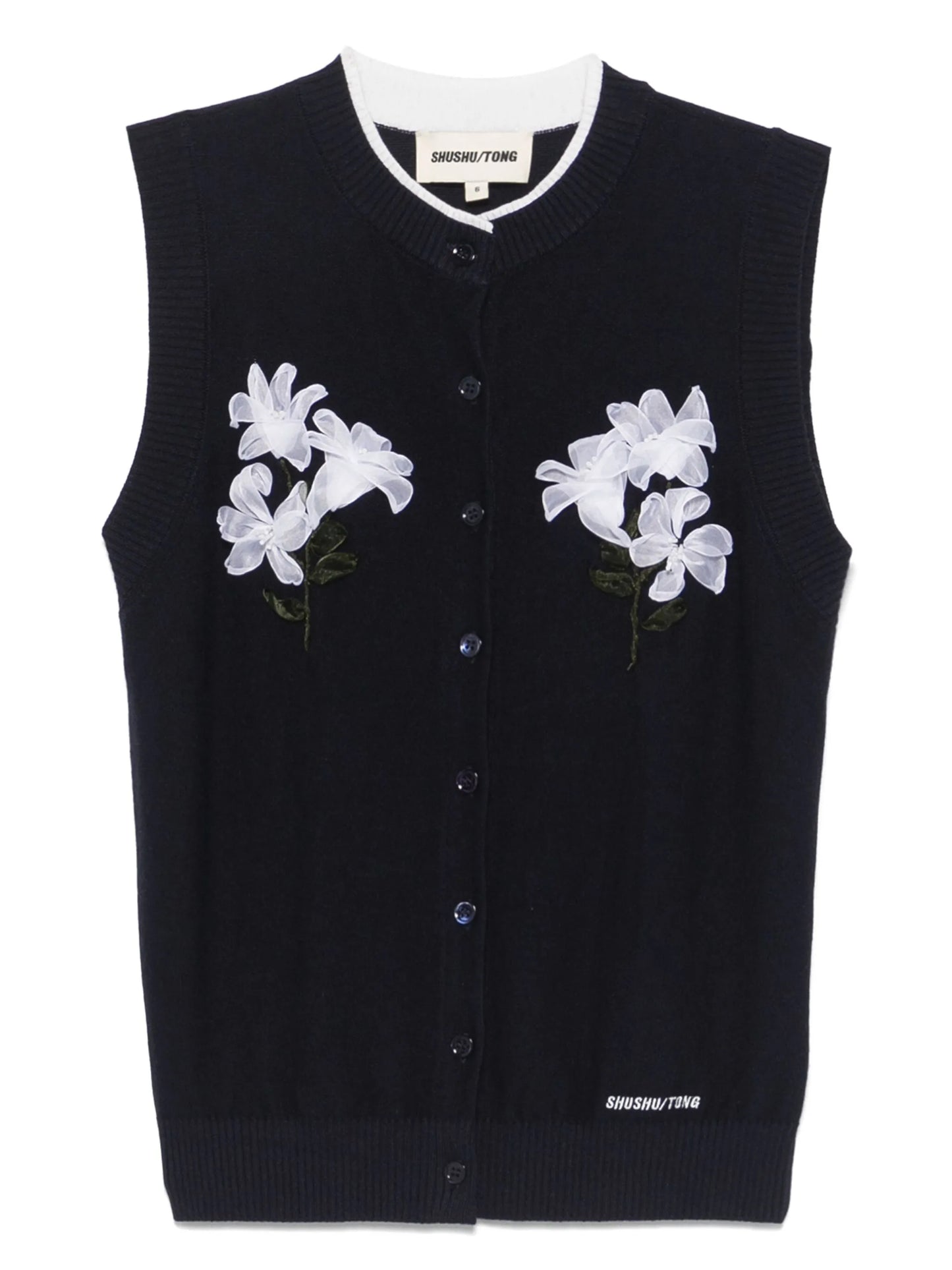 floral-appliqué vest