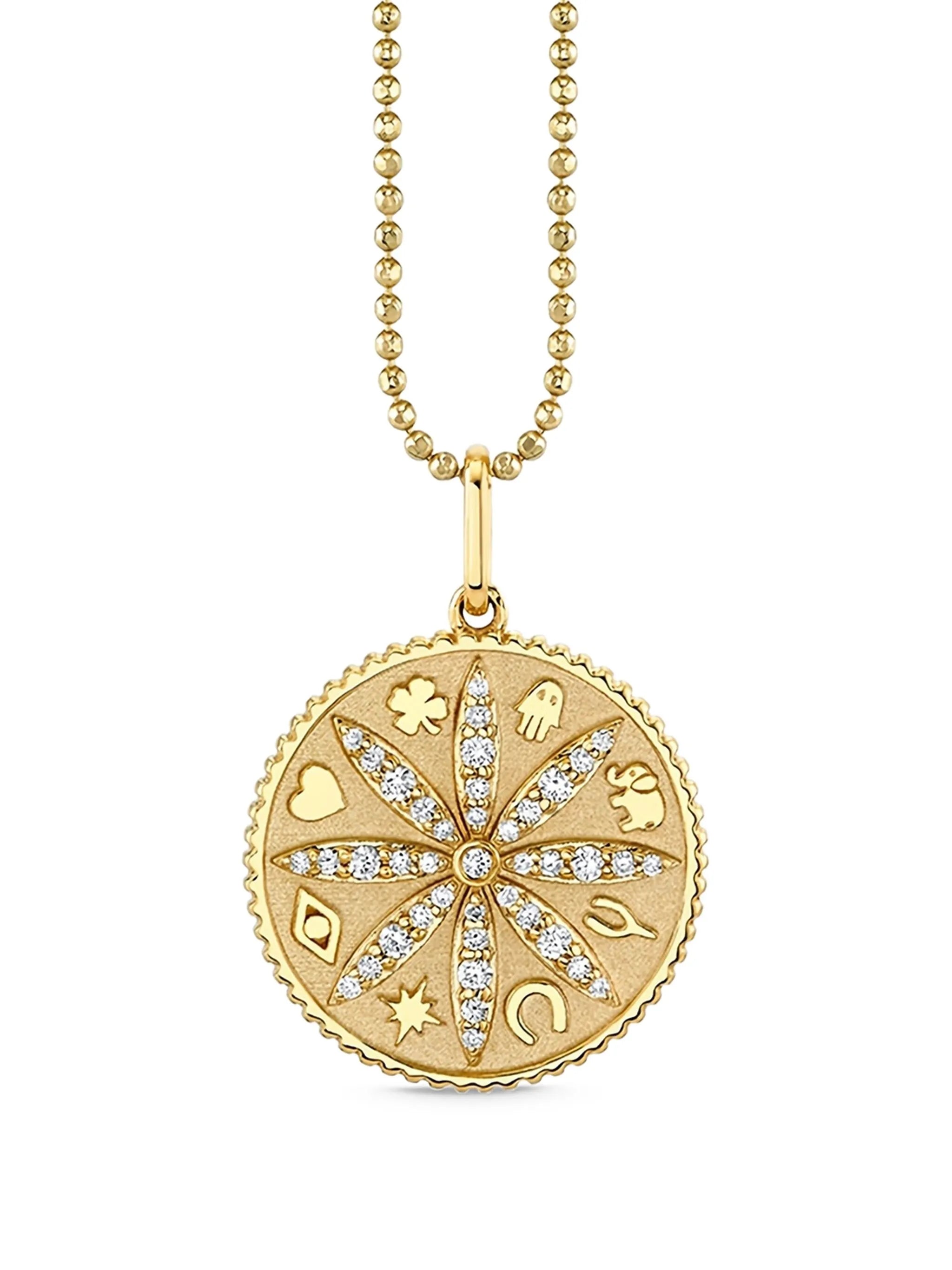 14K yellow gold small Sand Dollar diamond necklace