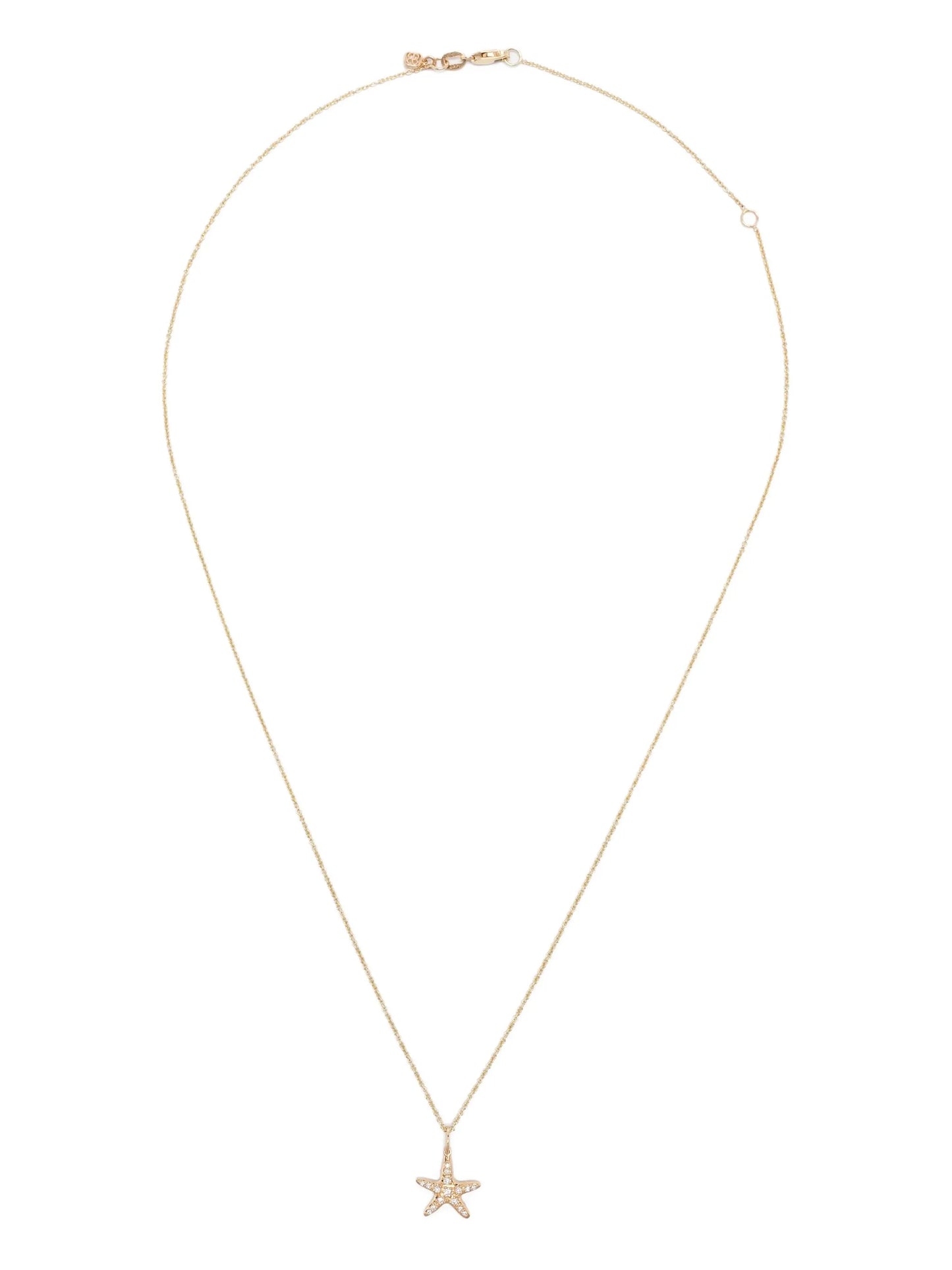 14K yellow gold starfish-charm diamond necklace