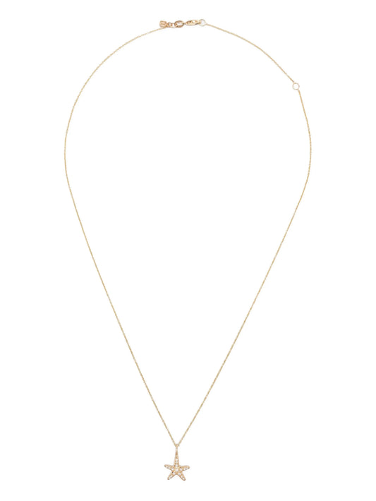 14K yellow gold starfish-charm diamond necklace