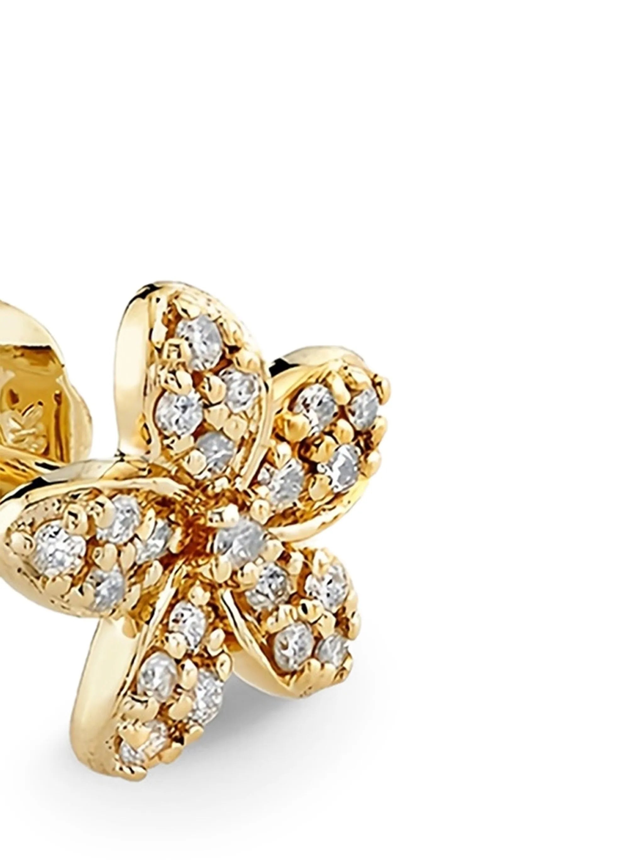14CT yellow gold Plumeria diamond stud earrings