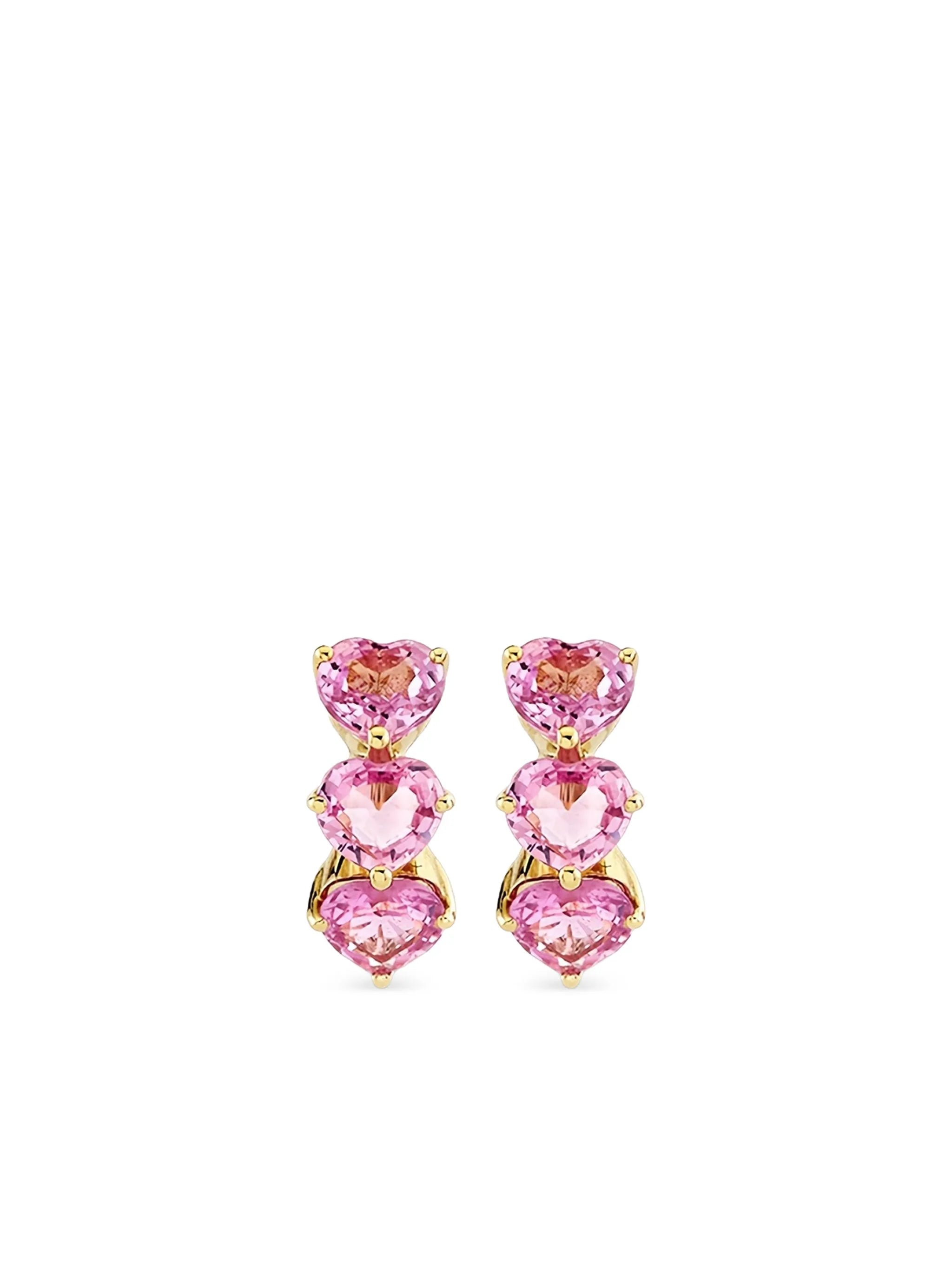 14CT yellow gold Heart sapphire hoop earrings