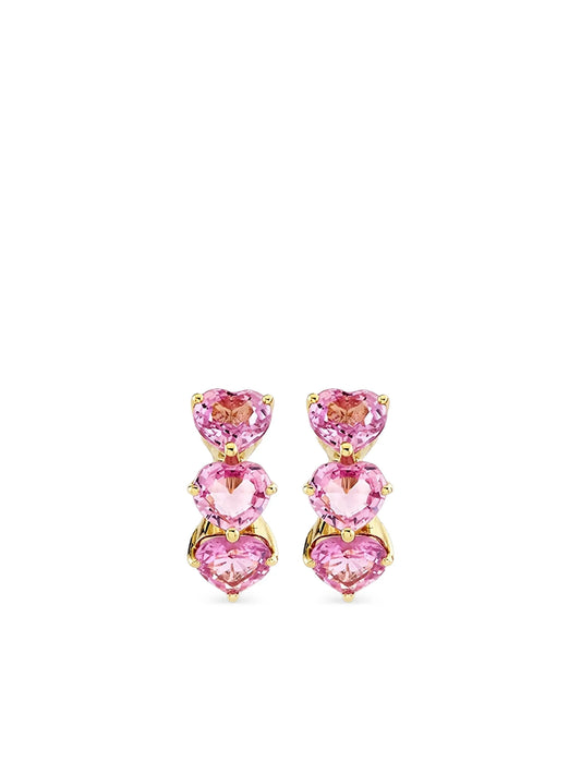 14CT yellow gold Heart sapphire hoop earrings