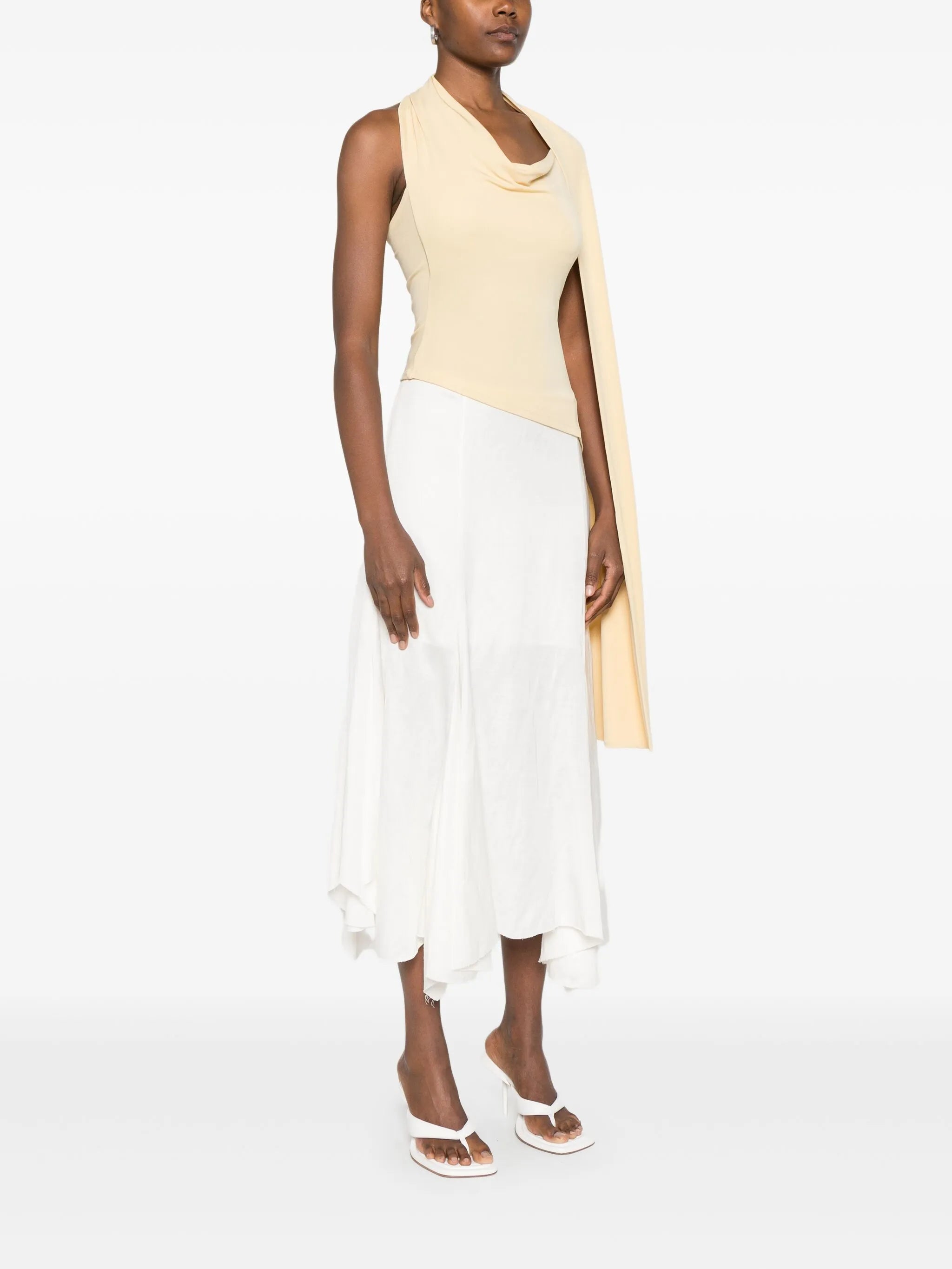 asymmetric draped-detail blouse