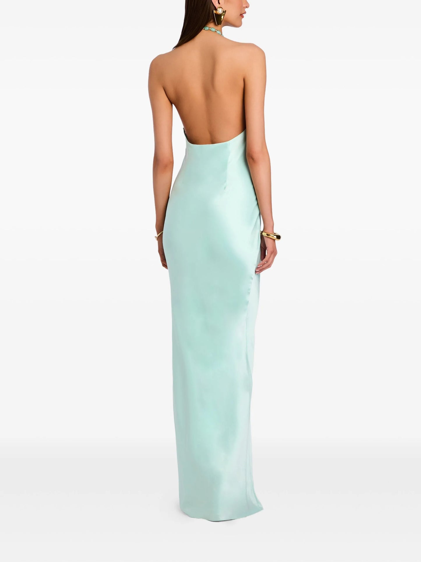 Anat beaded-detail halterneck maxi dress