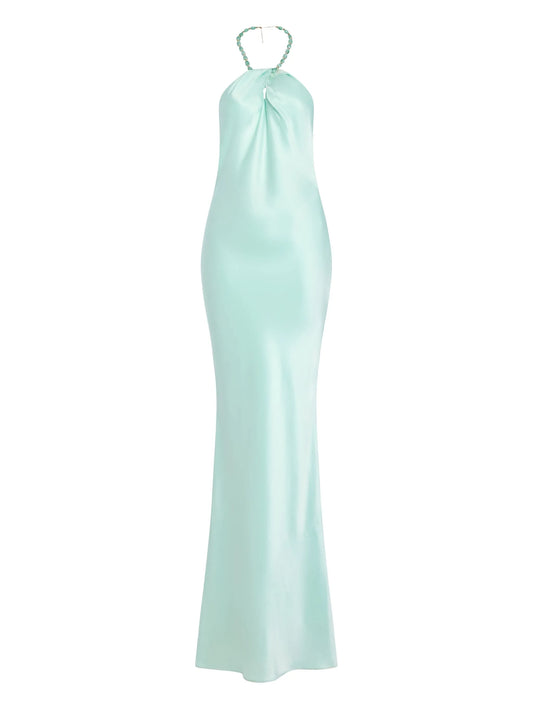 Anat beaded-detail halterneck maxi dress