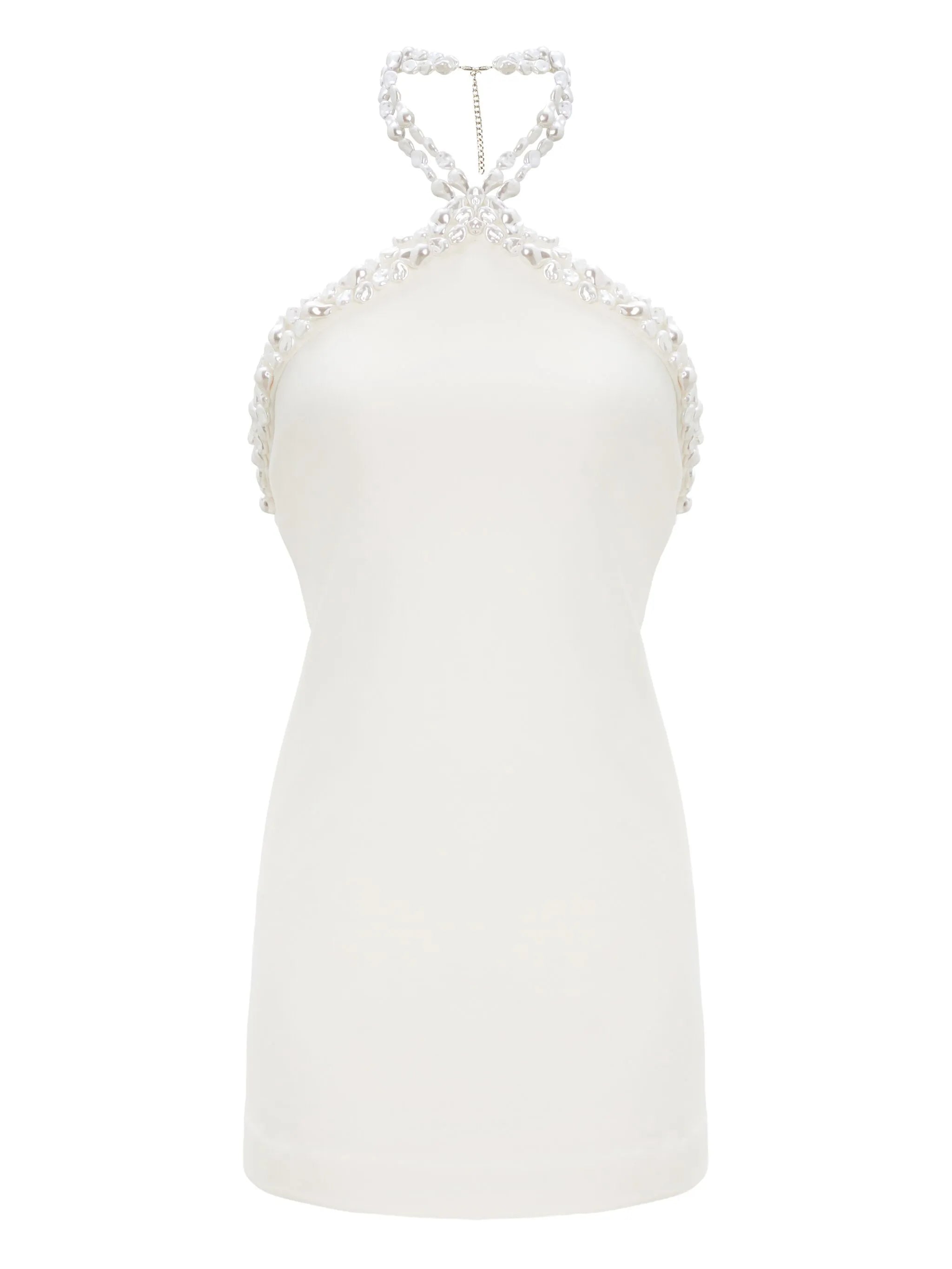 beaded halter neck mini dress