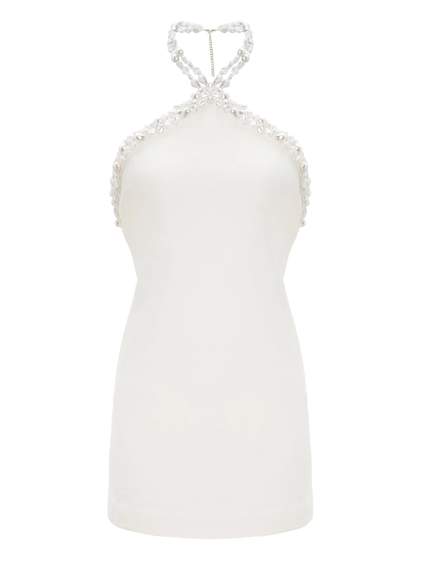 beaded halter neck mini dress