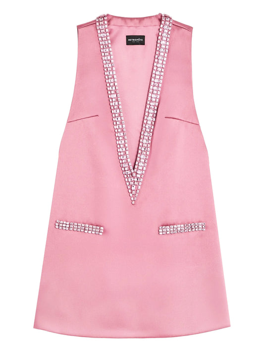 embellished V-neck mini dress
