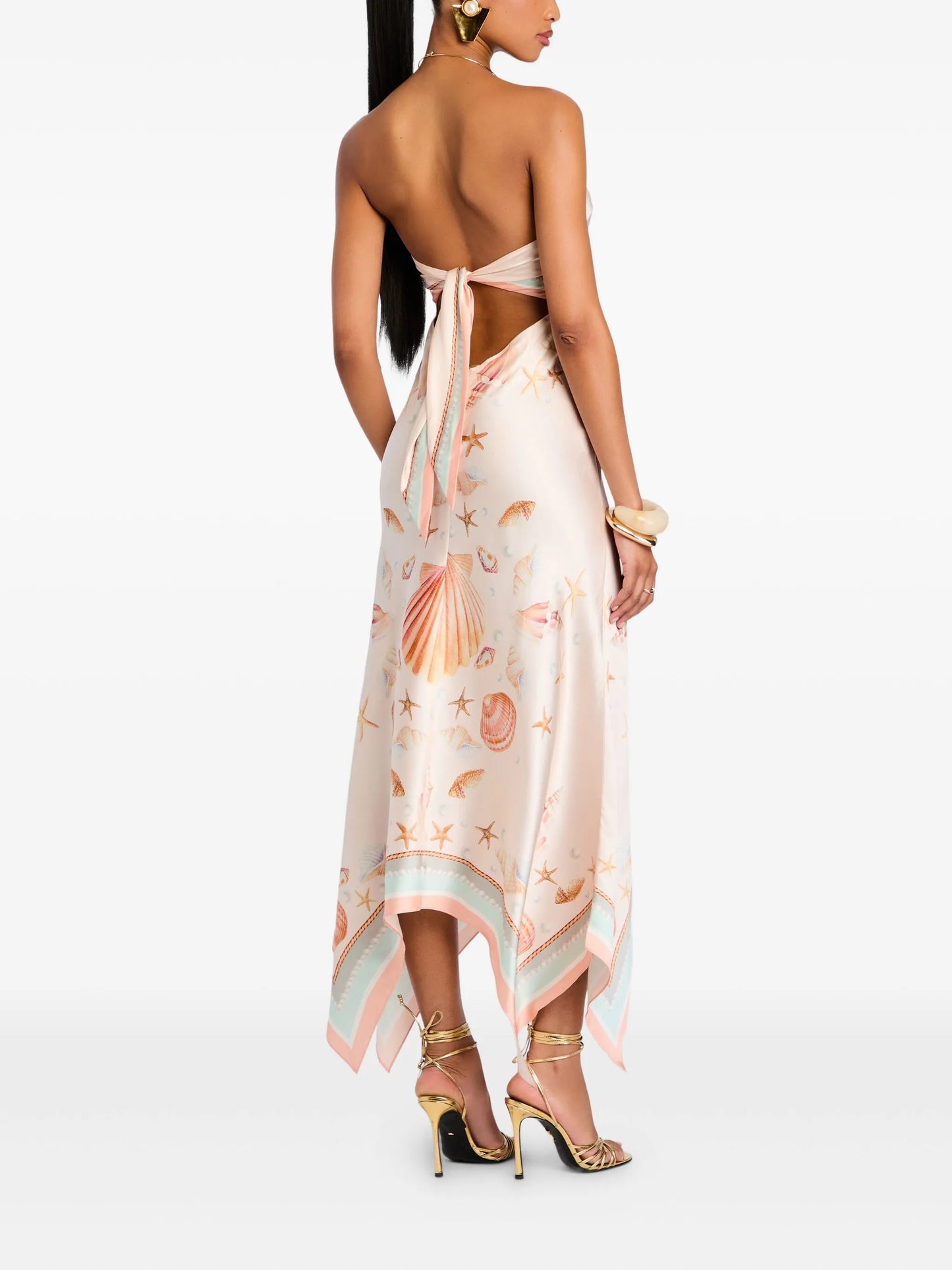 seashell-print asymmetrical dress