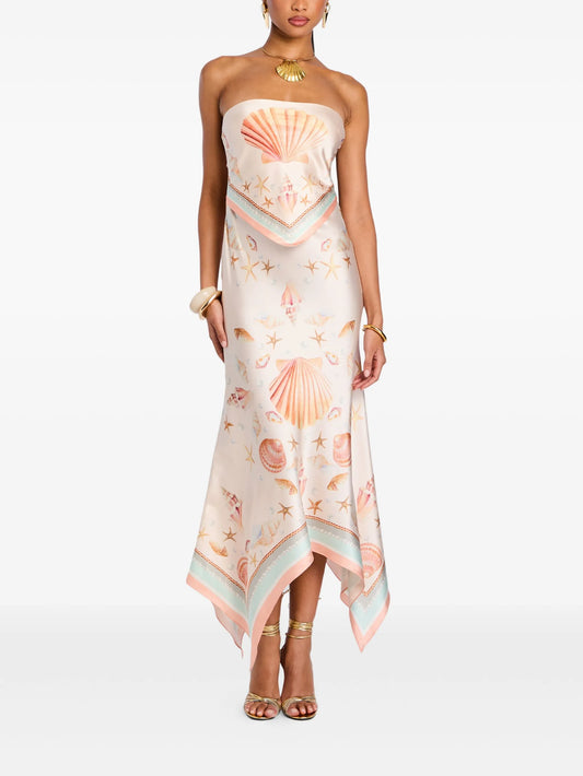 seashell-print asymmetrical dress