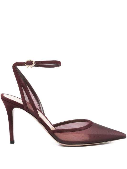 100mm suede heeled pumps