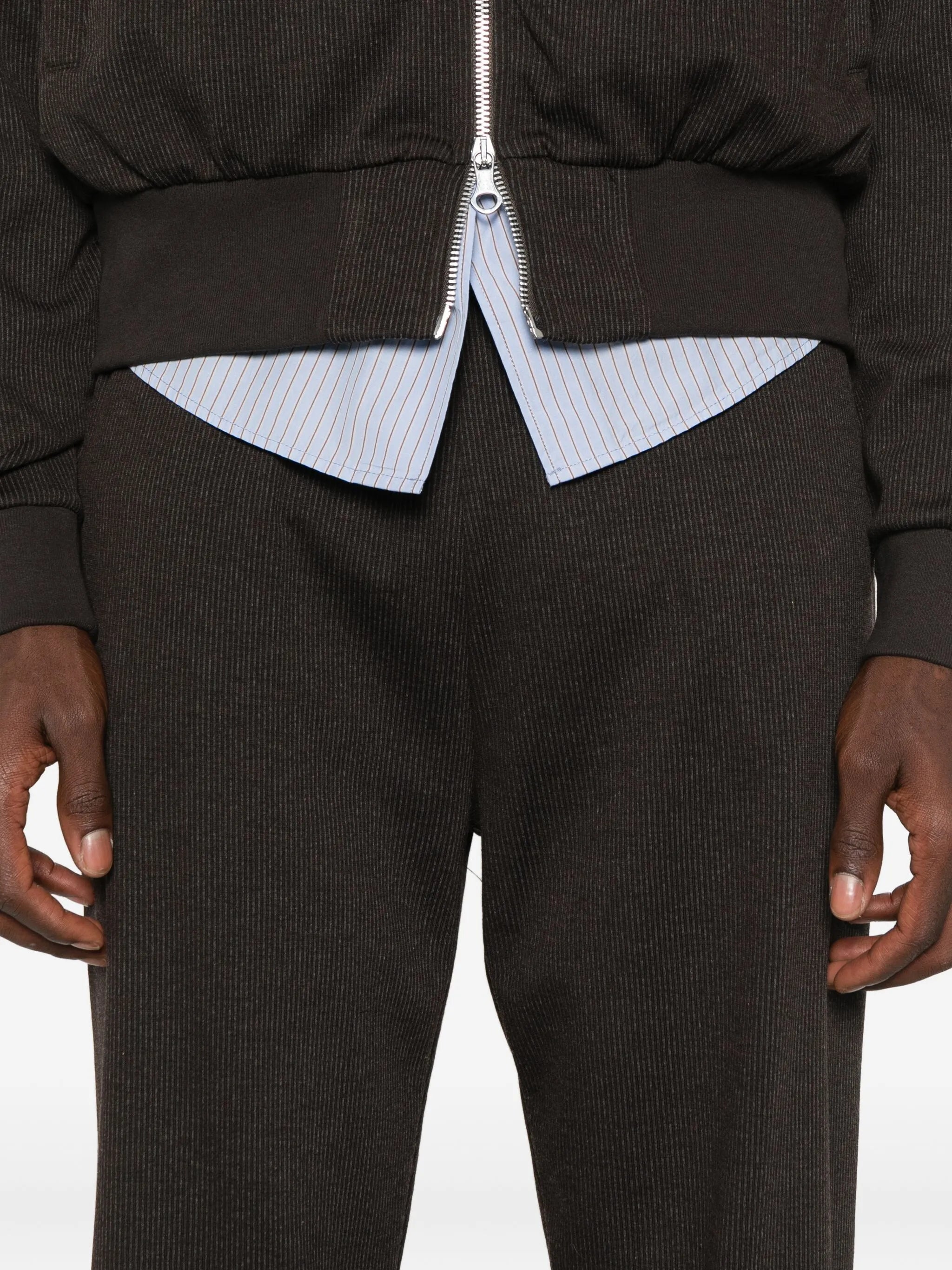 pinstripe-pattern trousers