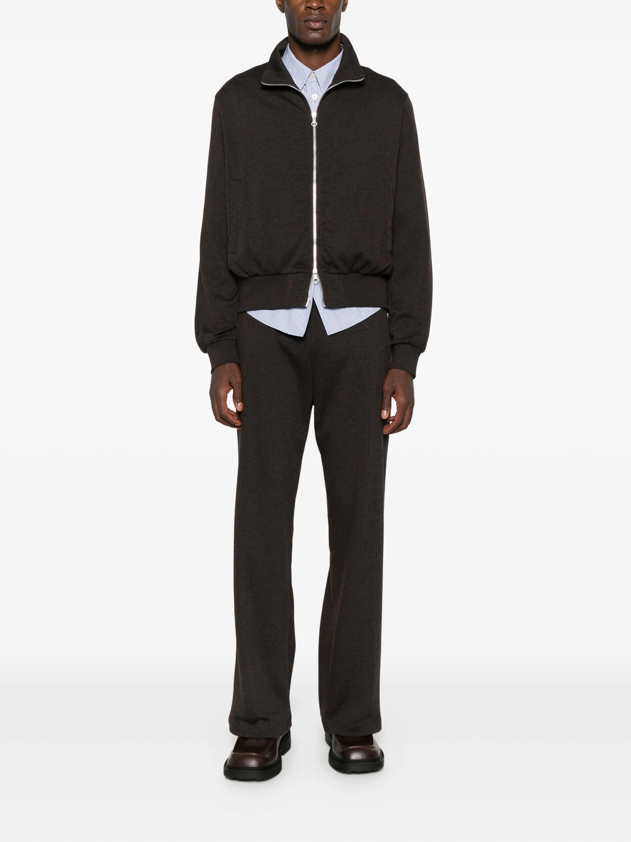 pinstripe-pattern jacket