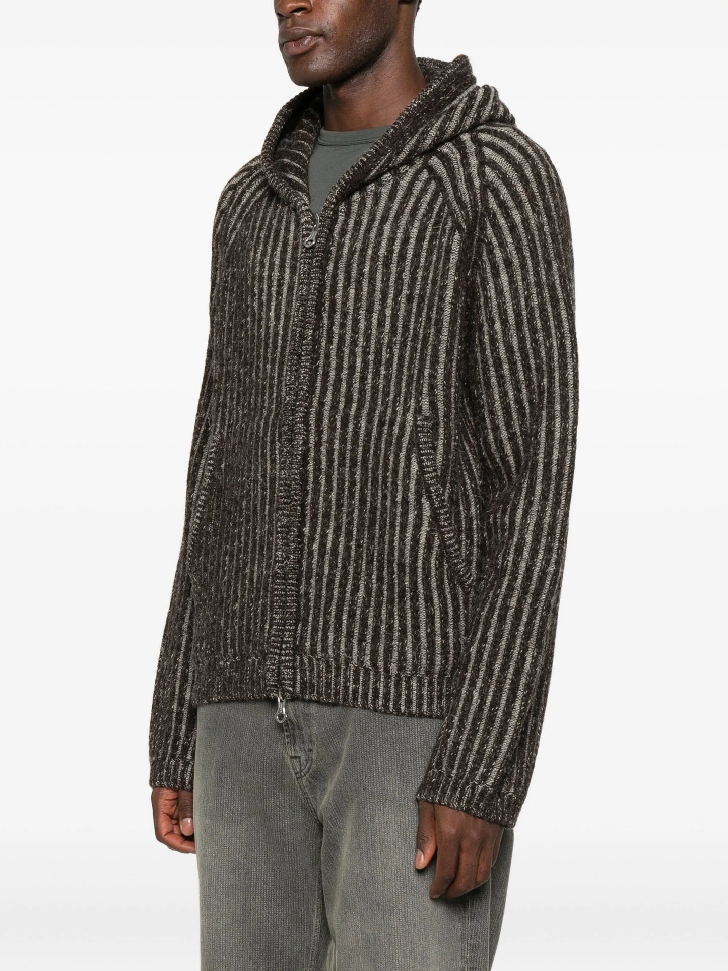 striped hooded cardigan