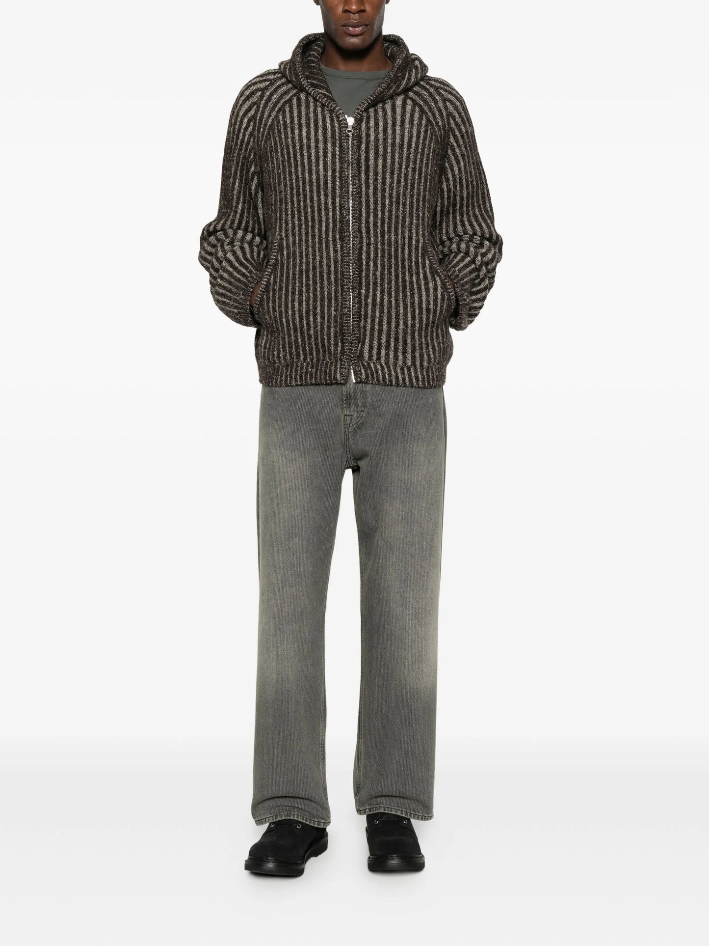 striped hooded cardigan