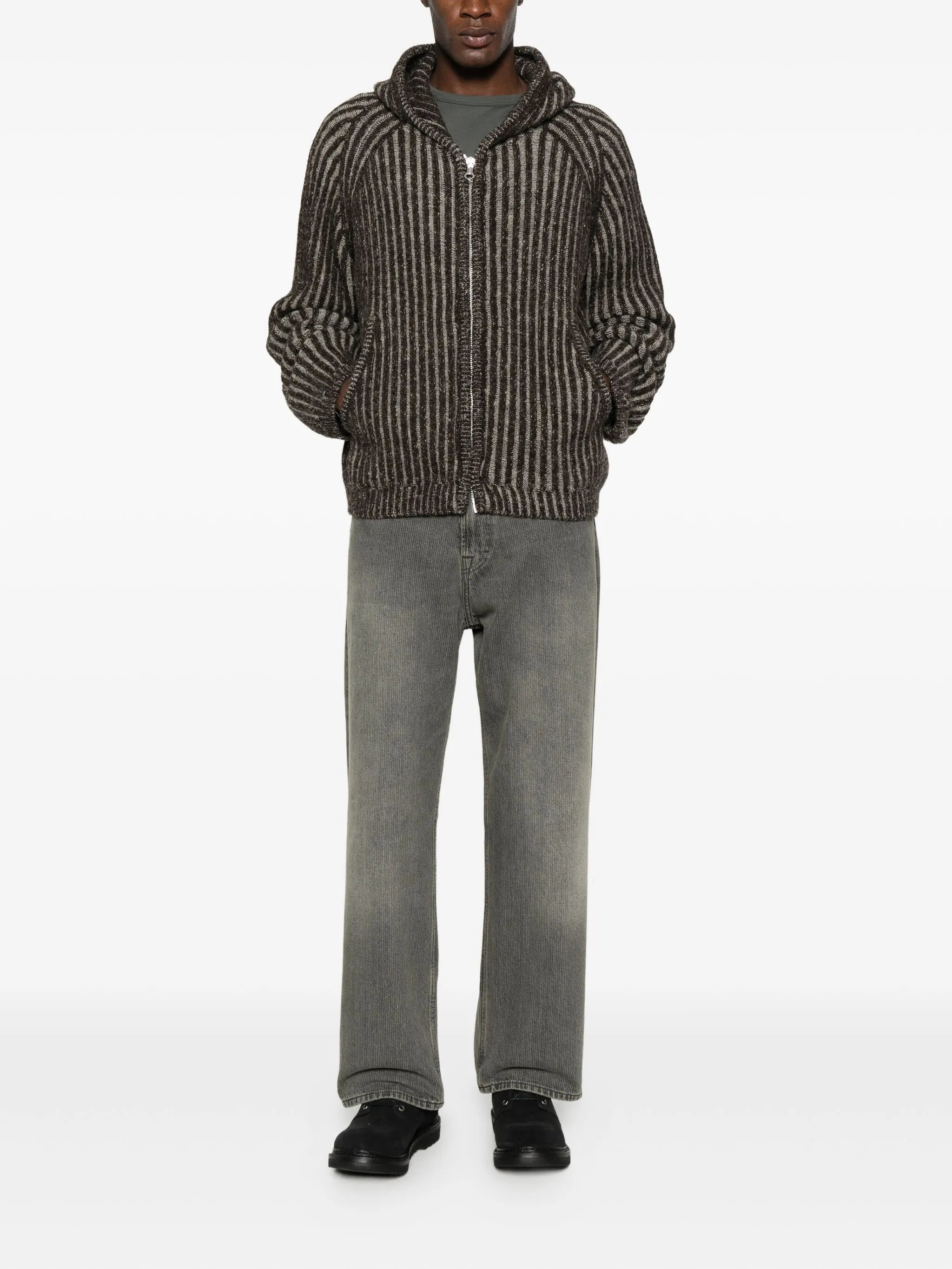 striped hooded cardigan