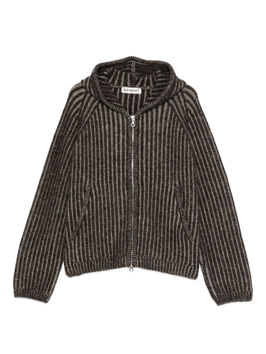 striped hooded cardigan
