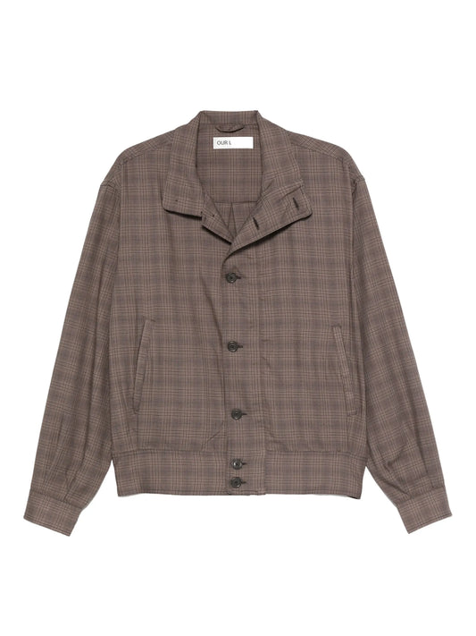 Glen plaid-pattern bomber jacket
