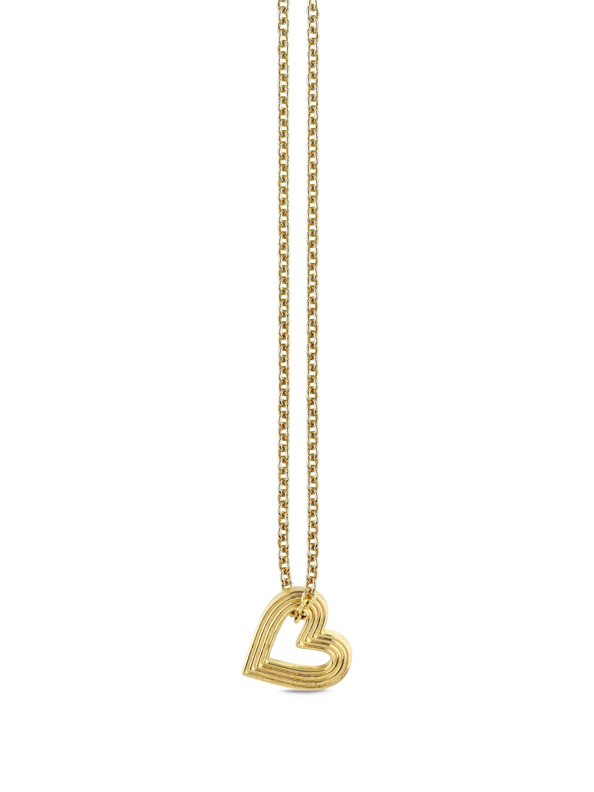 14CT yellow gold Fluted Heart necklace
