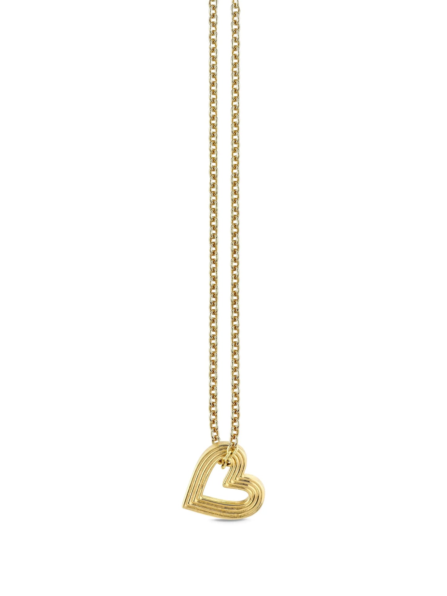 14CT yellow gold Fluted Heart necklace