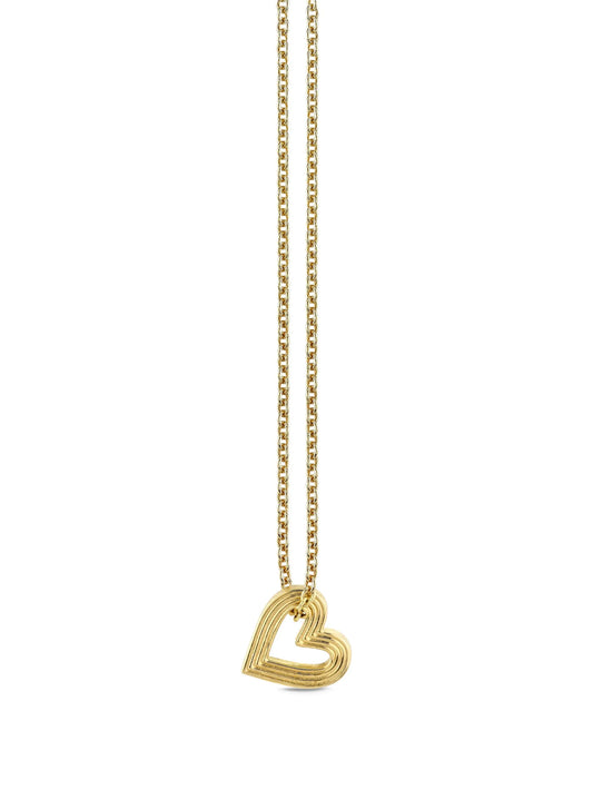 14CT yellow gold Fluted Heart necklace