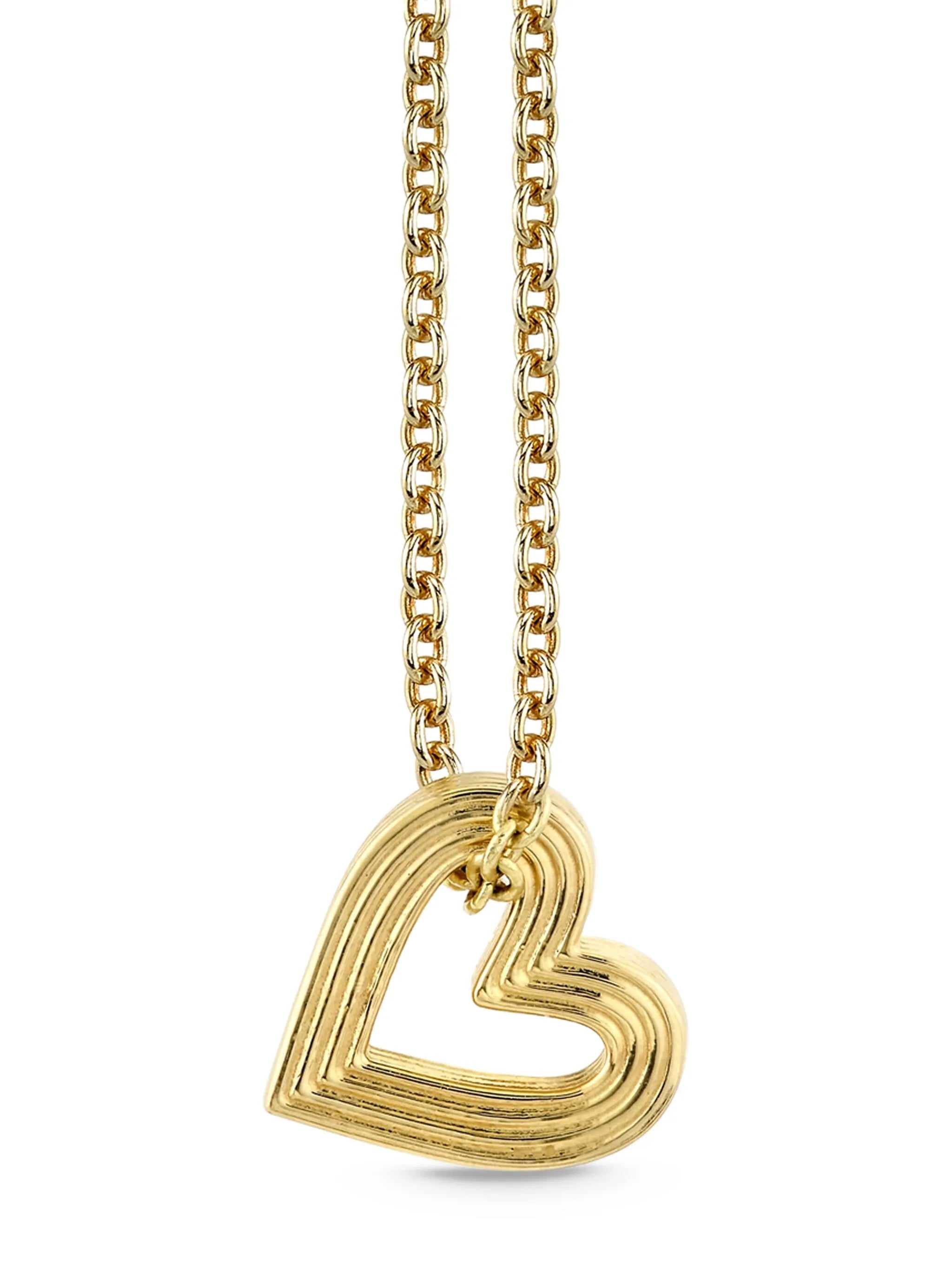 14CT yellow gold Fluted Heart necklace
