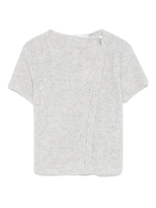 zip-up knitted T-shirt