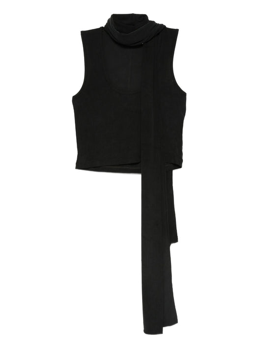 scarf-detail scoop-neck blouse