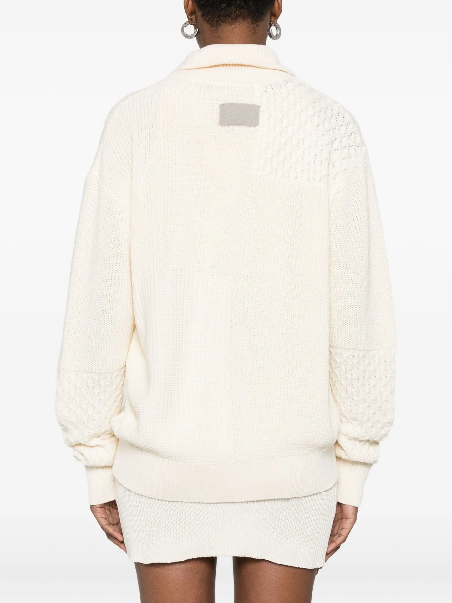 patterned-jacquard cardigan