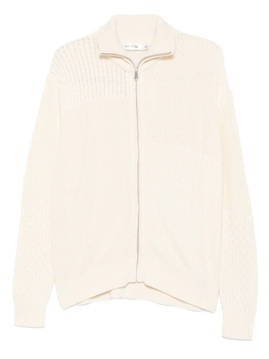patterned-jacquard cardigan