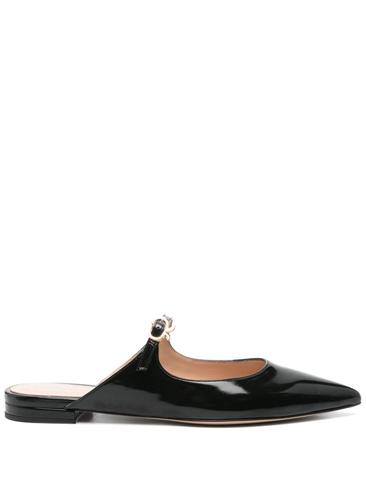 patent-leather mules