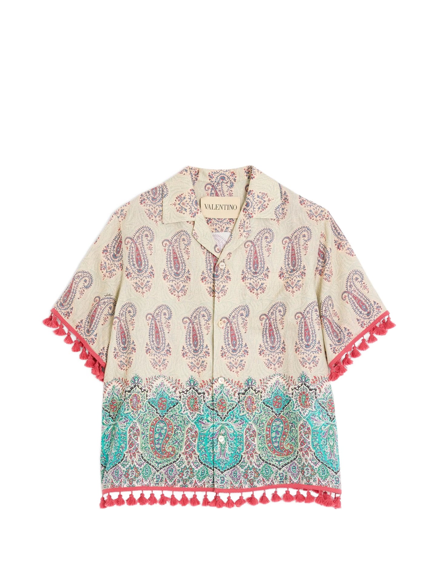 lightweight linen bowling shirt with Voyage Imaginaire print