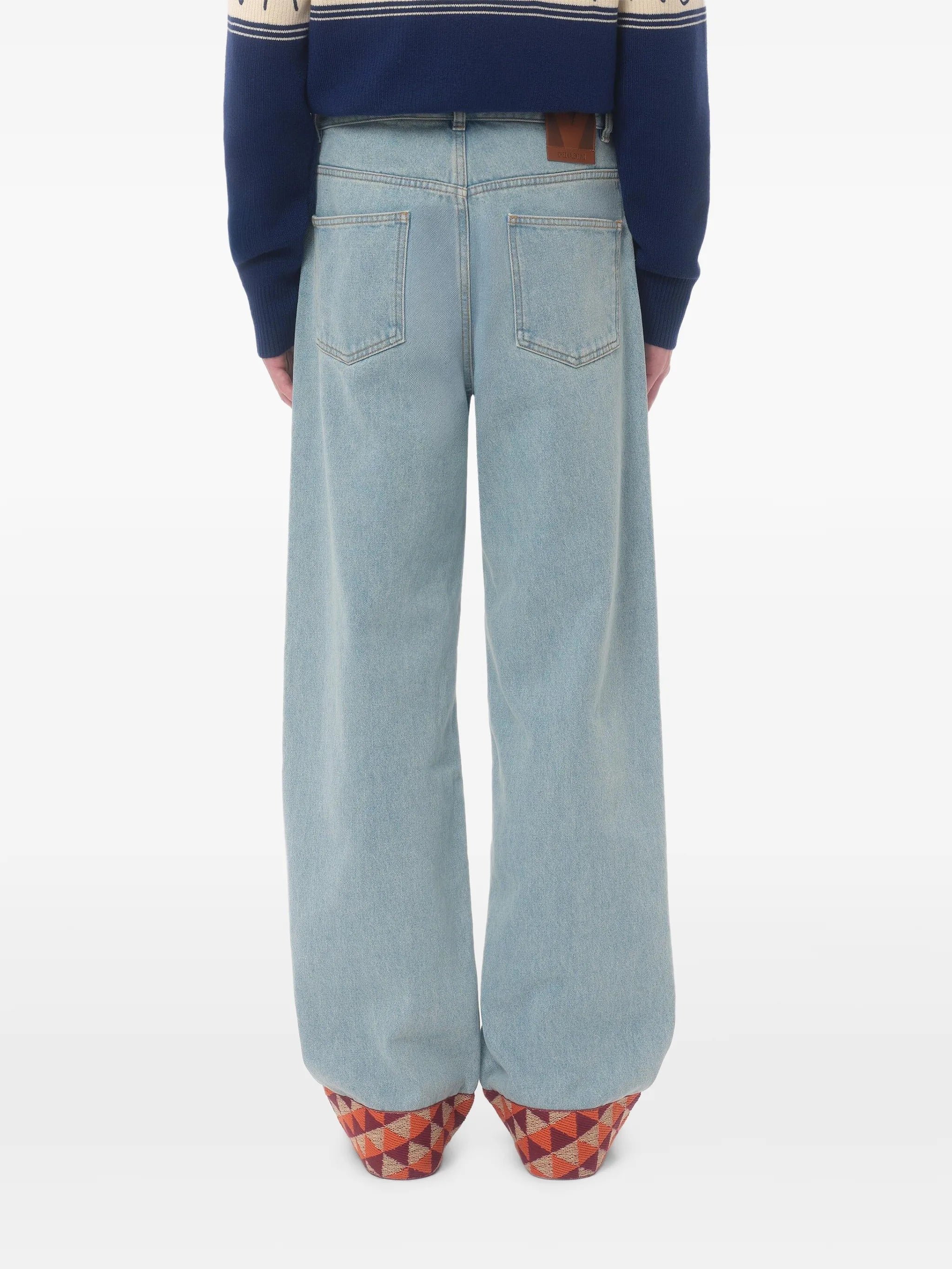 denim pants with jacquard hem