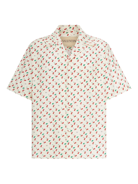 Cherryfic-print bowling shirt