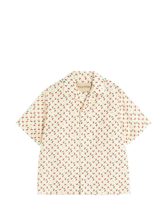 Cherryfic-print bowling shirt