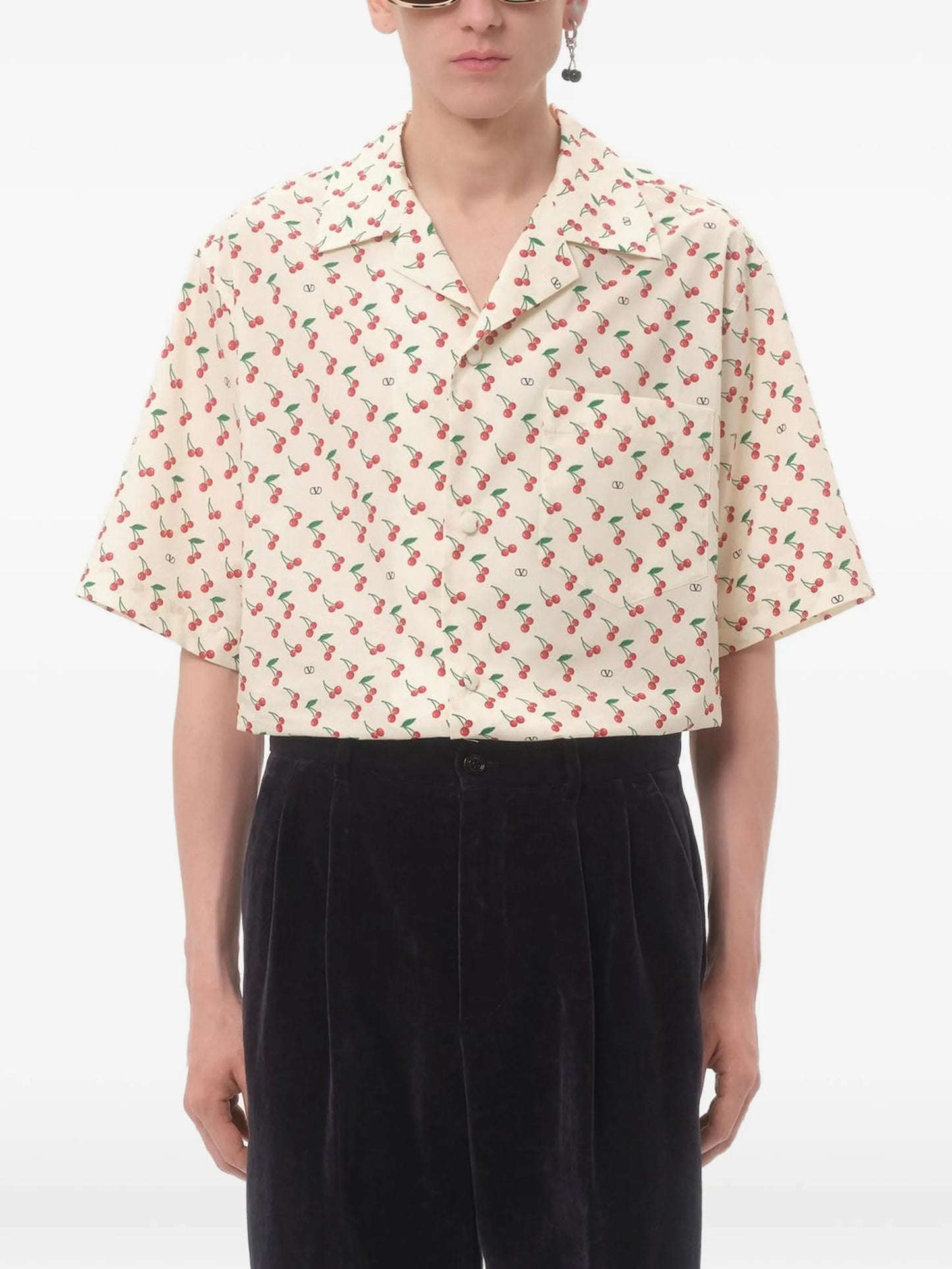 Cherryfic-print bowling shirt