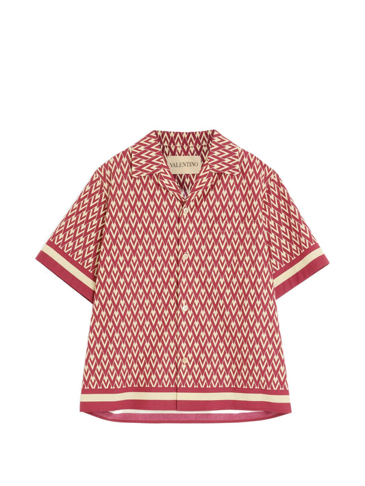 cotton popeline bowling shirt with TOUTE LA V print