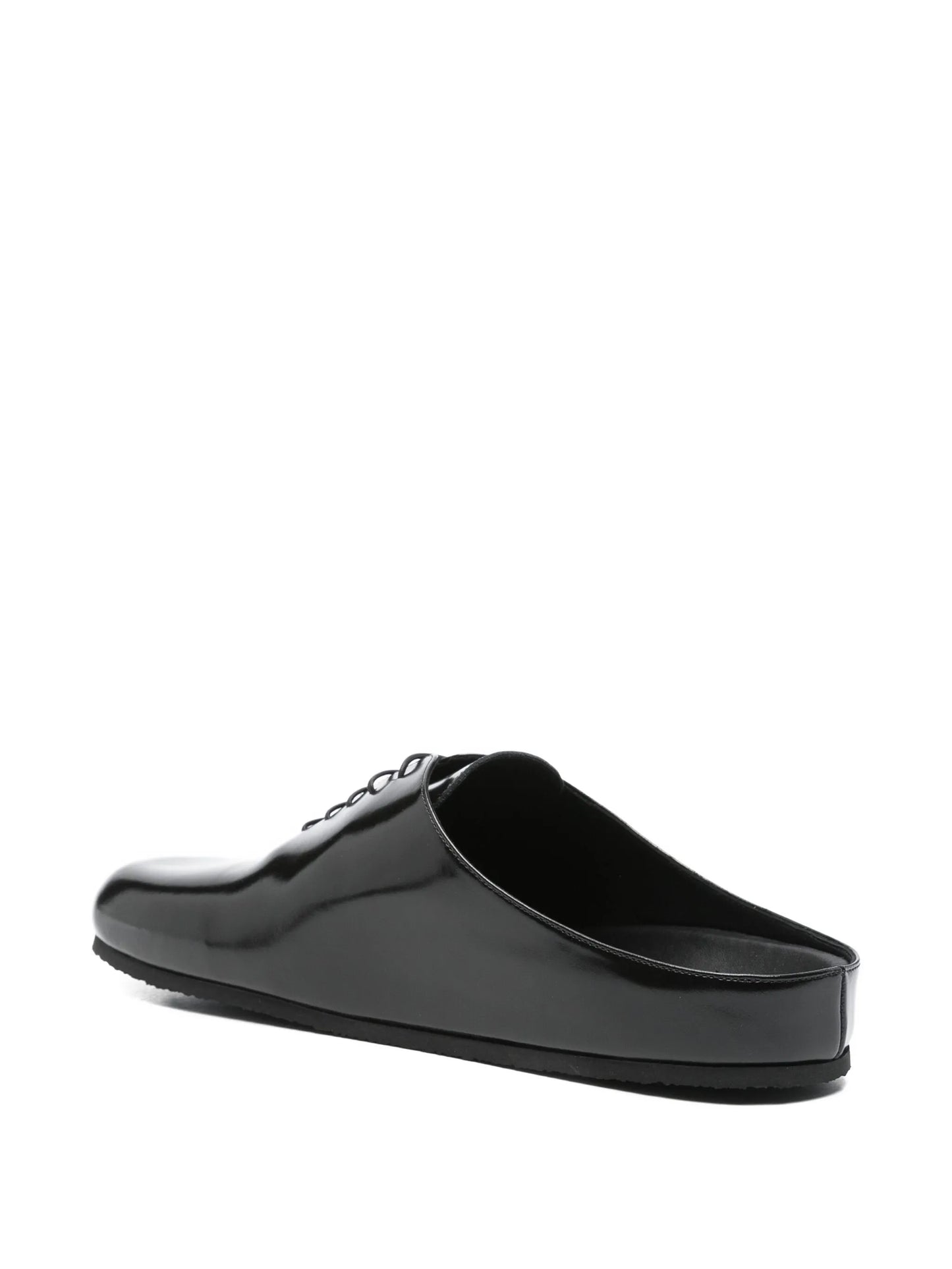 lace-up patent leather slippers