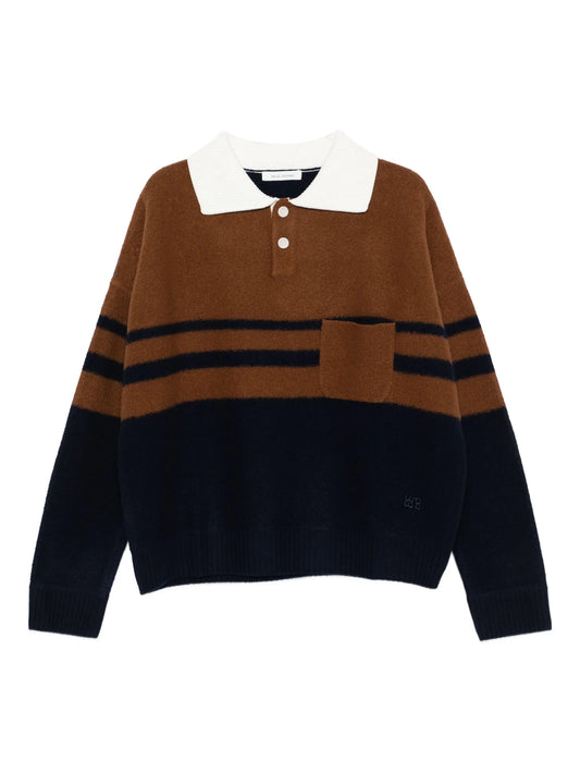 striped polo-neck sweater