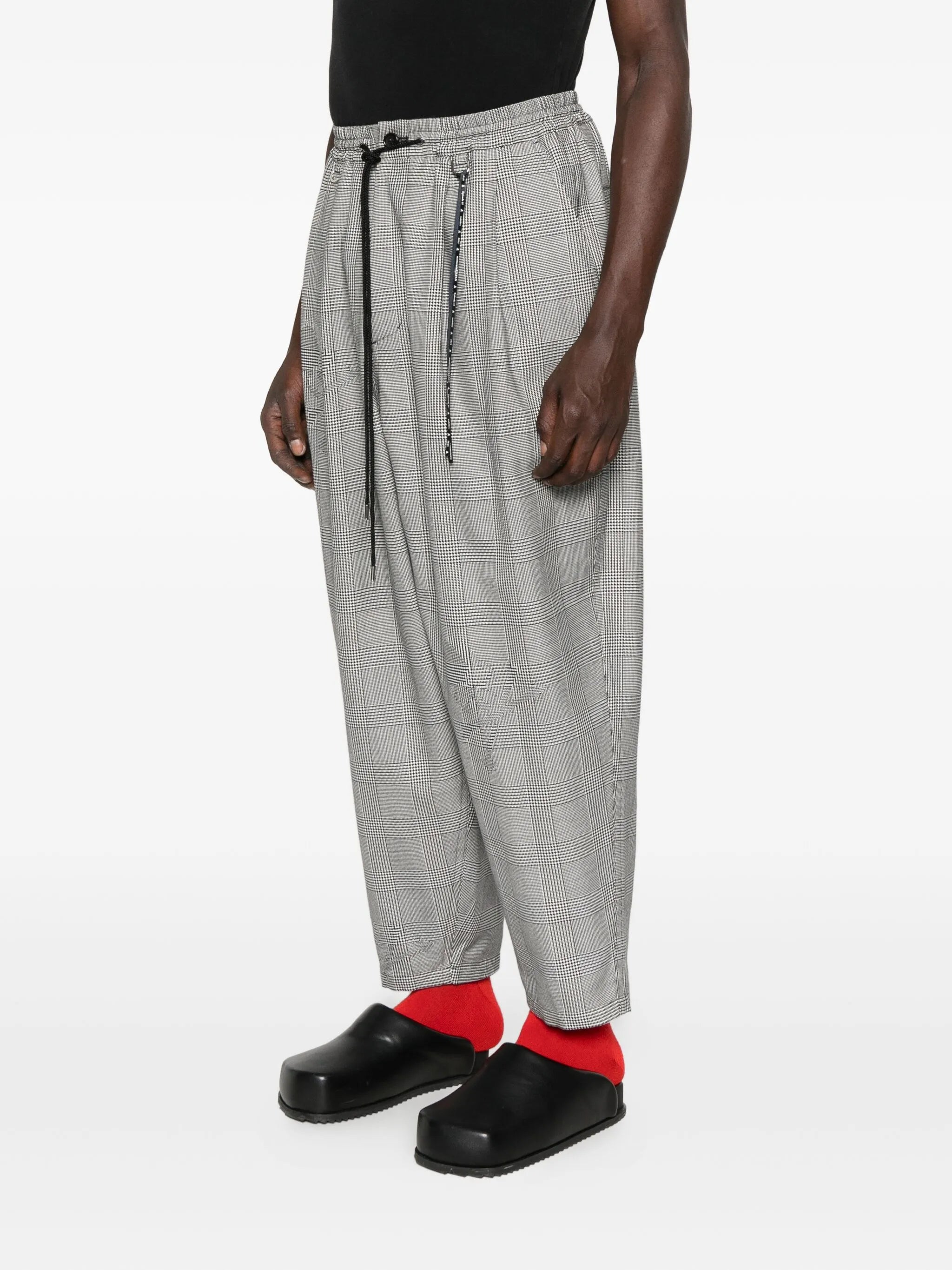 houndstooth-panel flannel pants