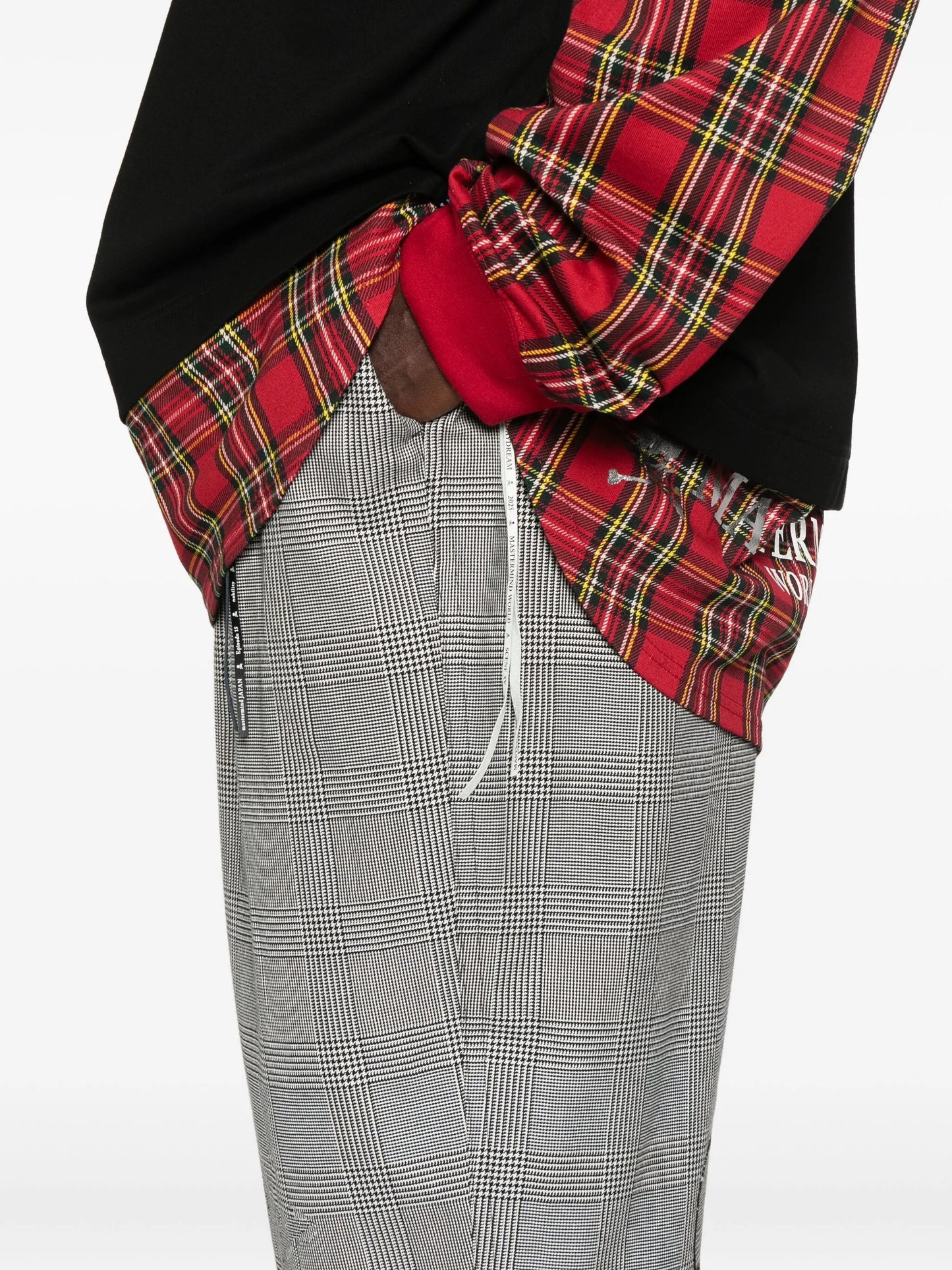 houndstooth-panel flannel pants