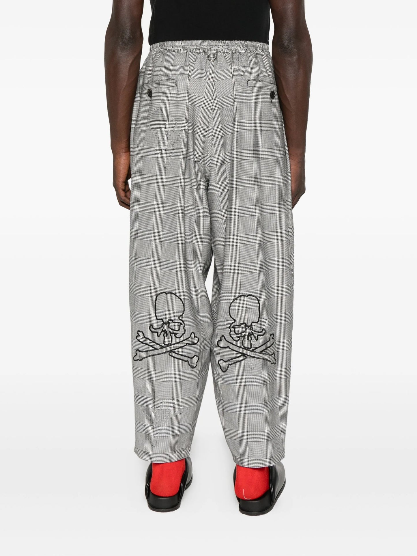 houndstooth-panel flannel pants