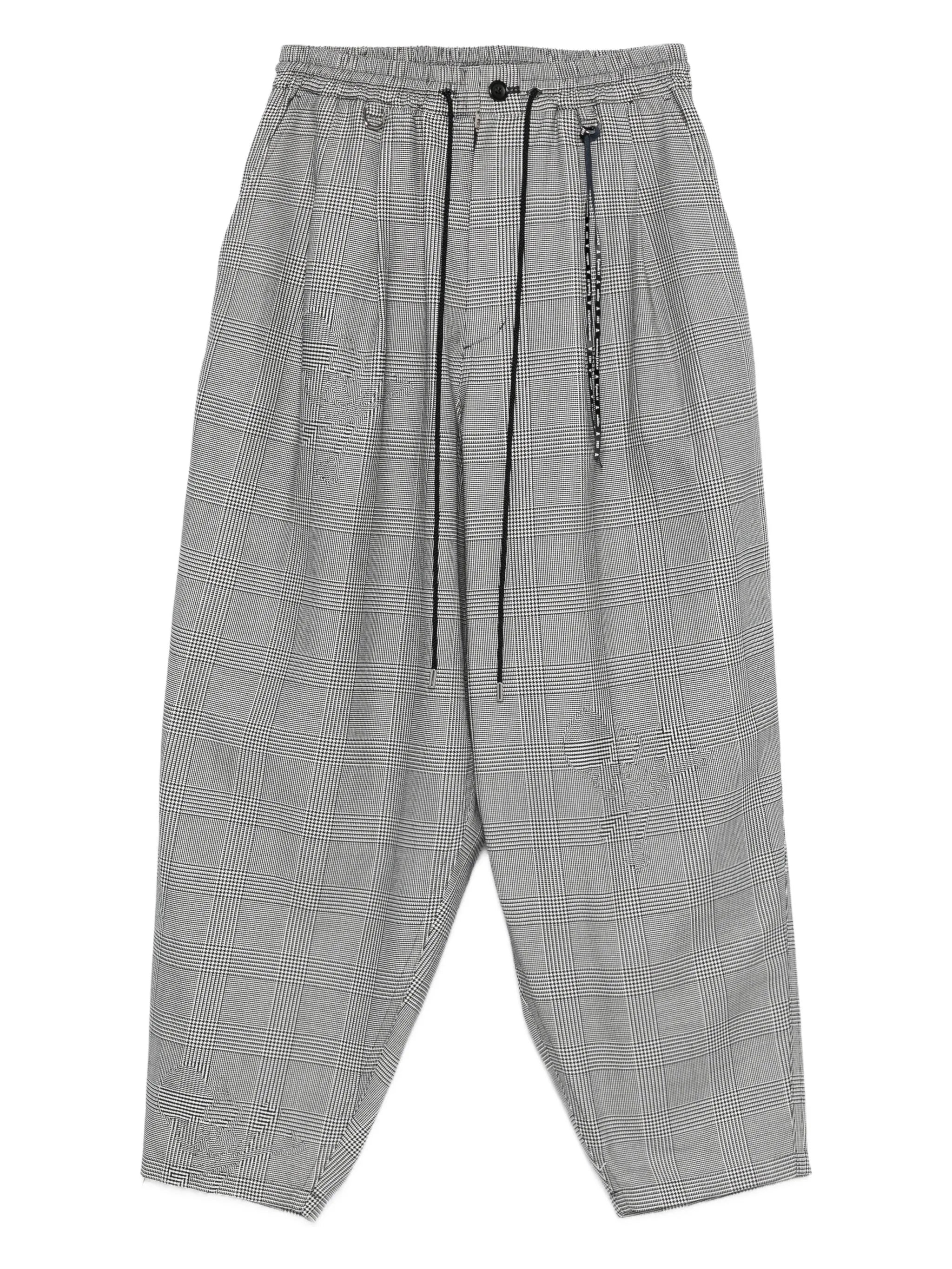 houndstooth-panel flannel pants