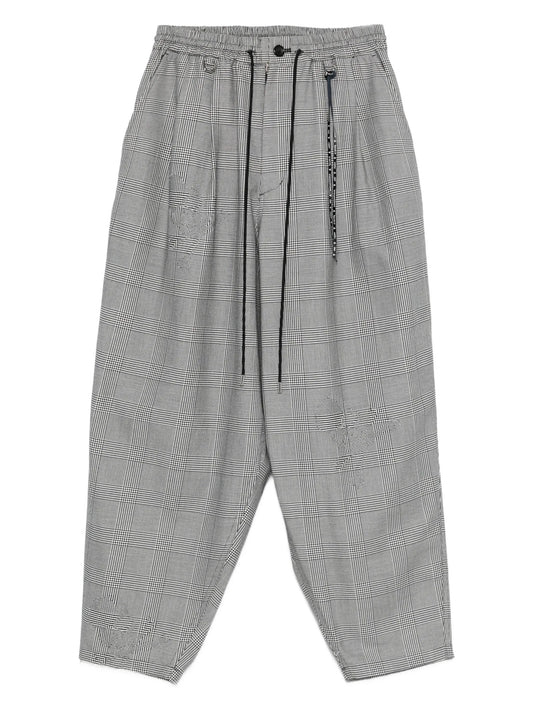 houndstooth-panel flannel pants