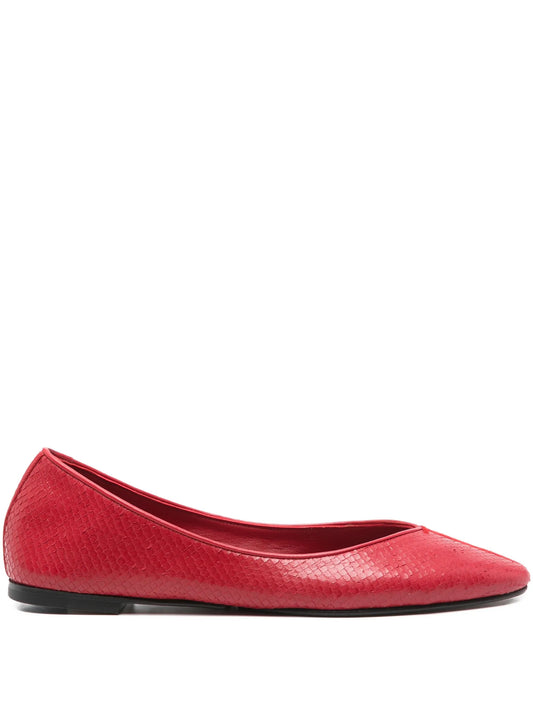 leather snakeskin ballet flats