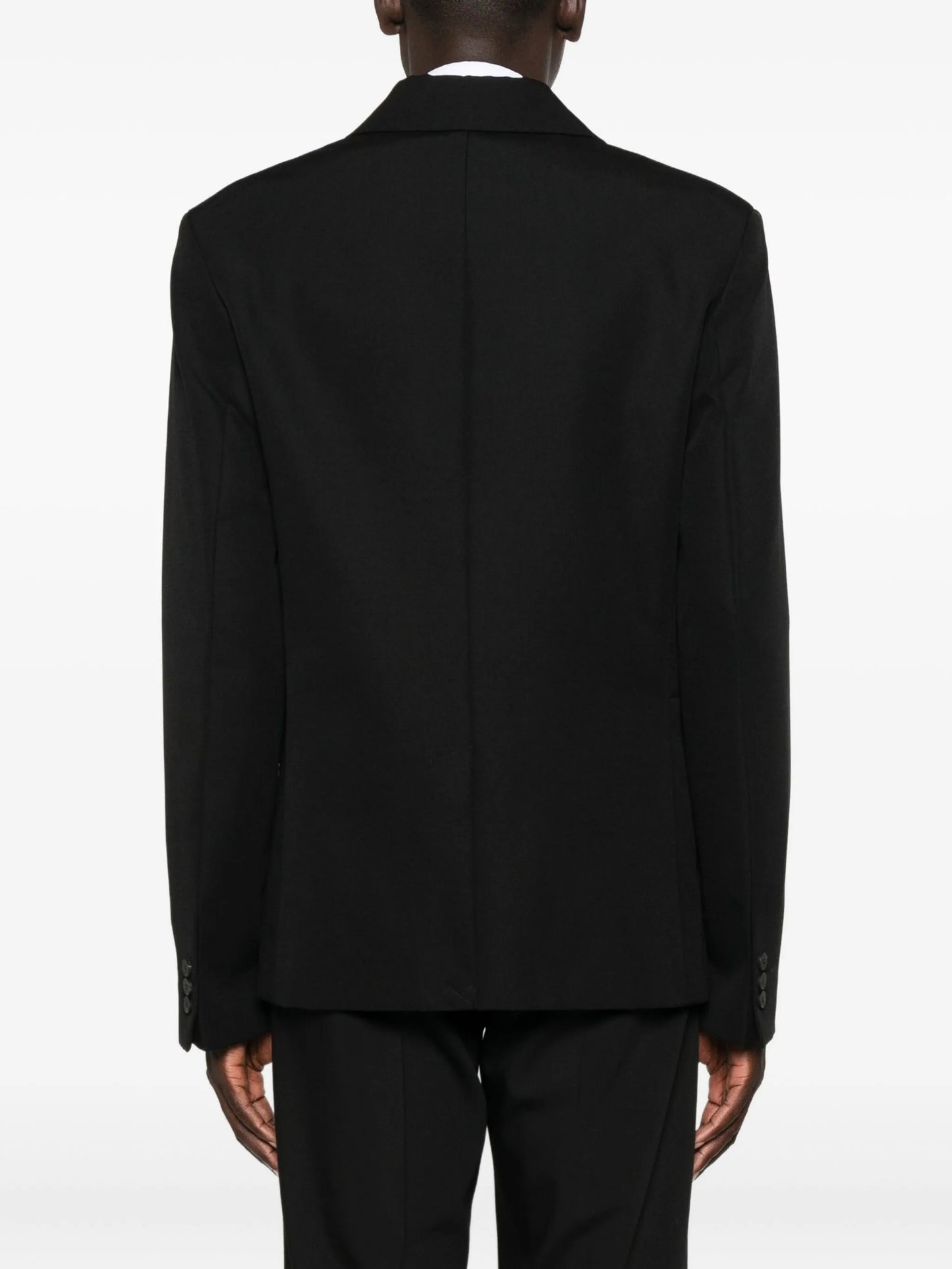 buttoned collarless blazer