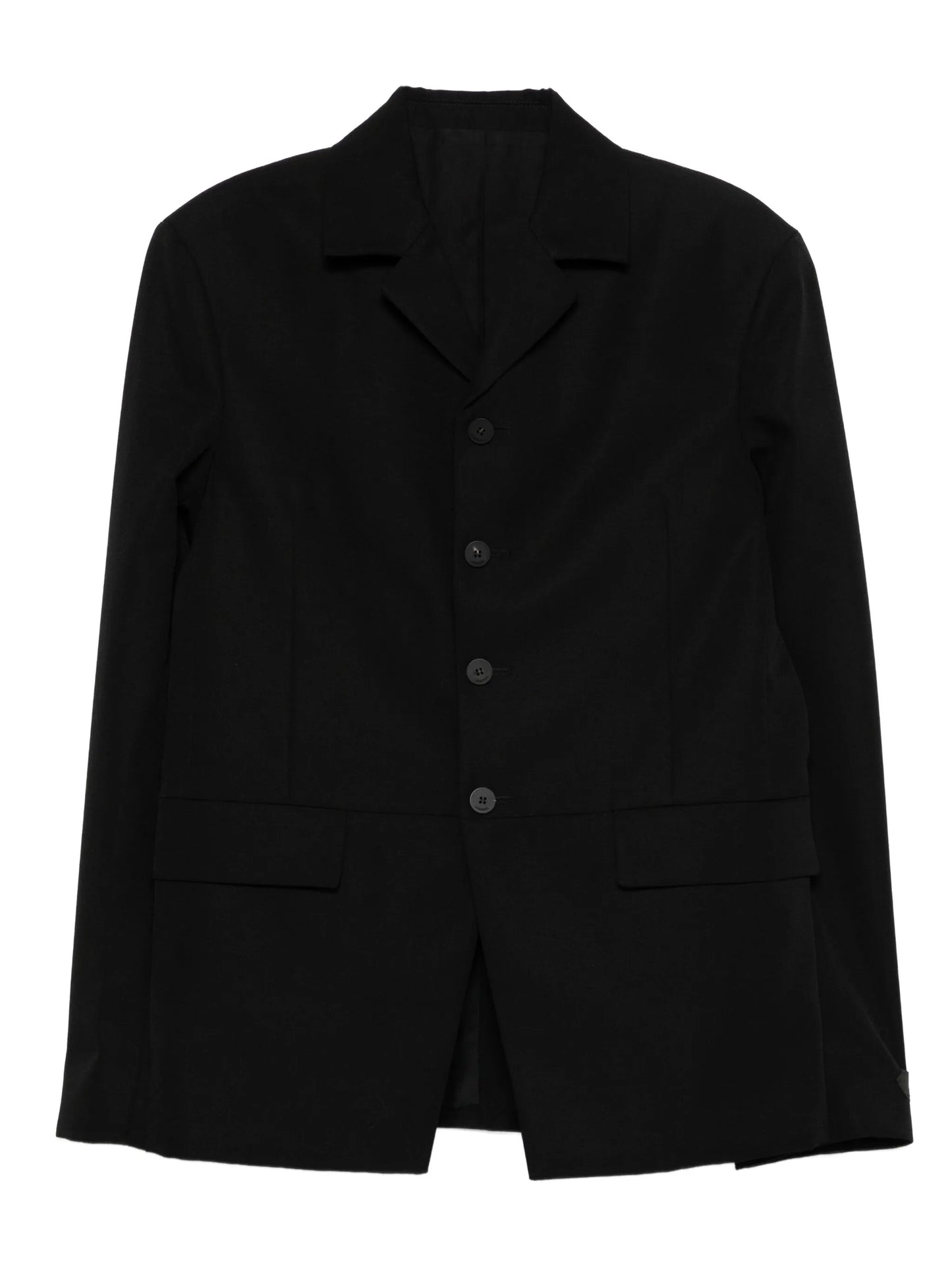 buttoned collarless blazer