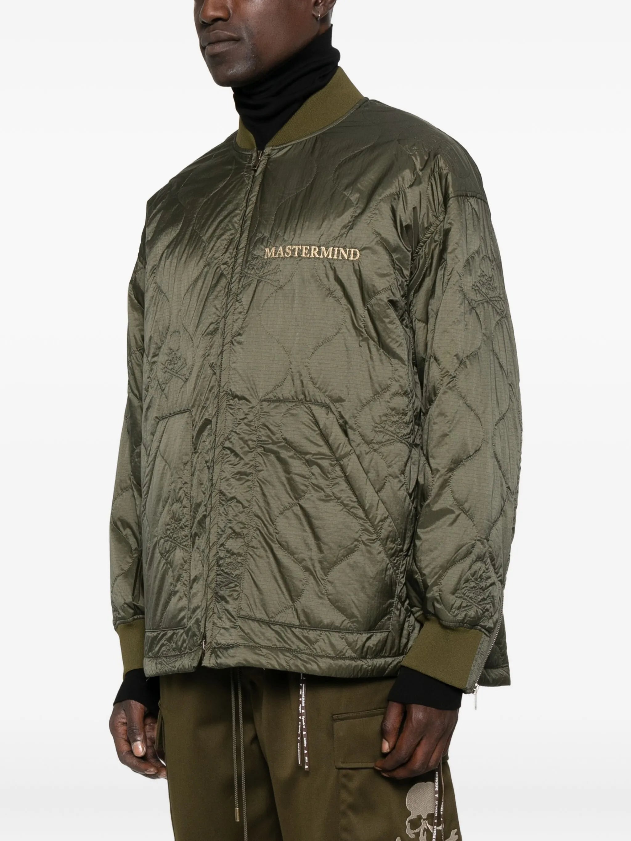 logo-embroidered quilted jacket